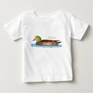 Camiseta Para Bebê Ilustração de desenho animado de ave-wigeon americ