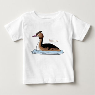 Camiseta Para Bebê ilustração de desenho animado de aves-cinzentas cr