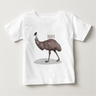 Camiseta Para Bebê Ilustração de desenho animado de aves da Emu