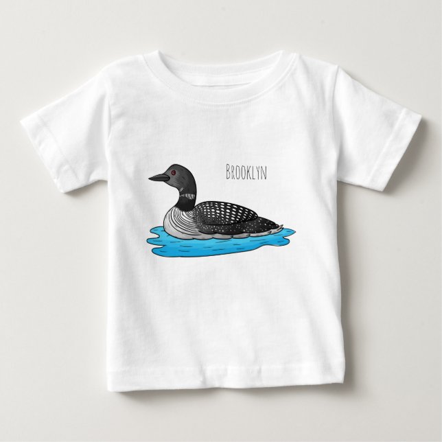 Camiseta Para Bebê Ilustração de desenho animado de aves soltas (Frente)