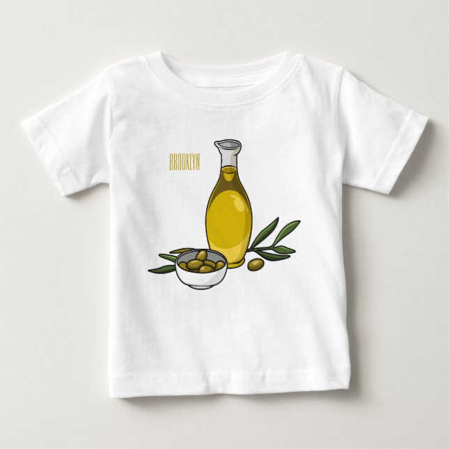 Camiseta Para Bebê Ilustração de desenho animado de azeite (Frente)