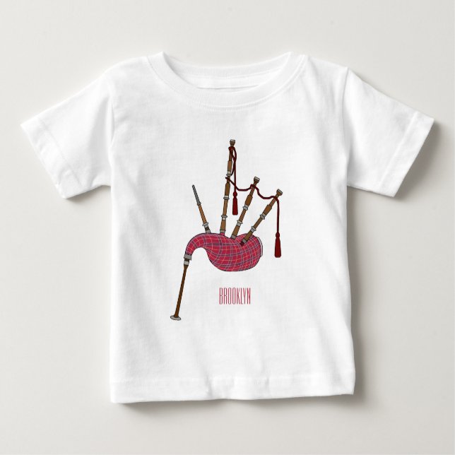 Camiseta Para Bebê Ilustração de desenho animado de Bagpipe (Frente)