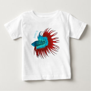 Camiseta Para Bebê Ilustração de desenho animado de betta-rabo-cruzad