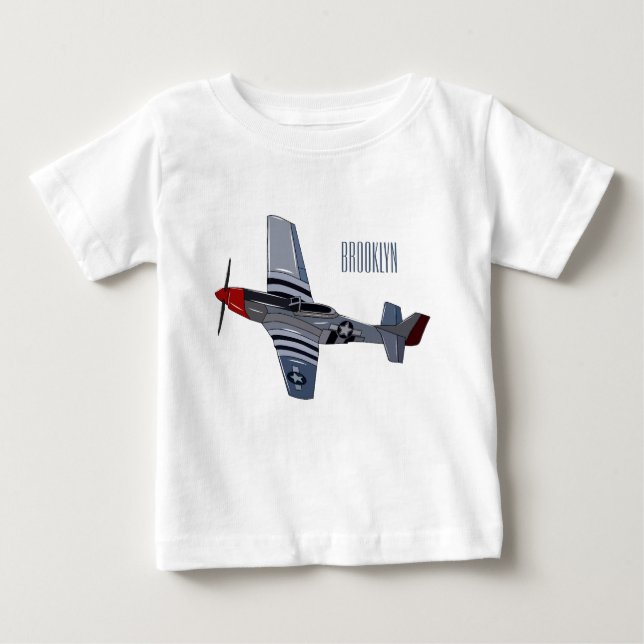 Camiseta Para Bebê Ilustração de desenho animado de bombardeiro (Frente)