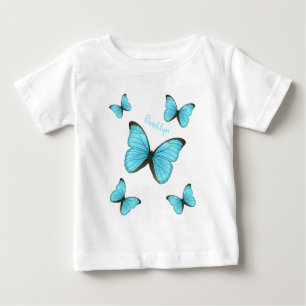 Camiseta Para Bebê ilustração de desenho animado de borboletas Morpho