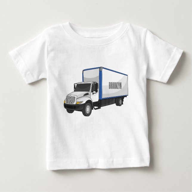 Camiseta Para Bebê Ilustração de desenho animado de caminhão (Frente)