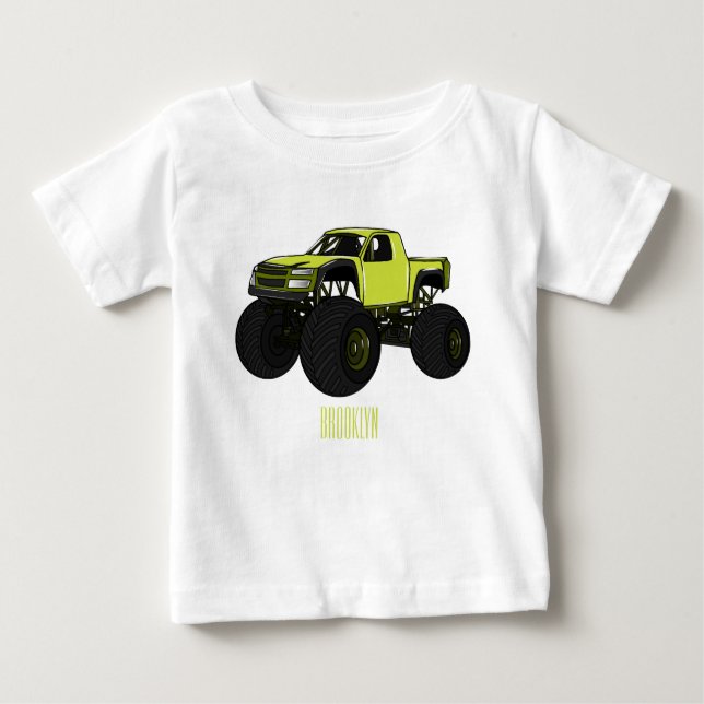 Camiseta Para Bebê Ilustração de desenho animado de caminhão monstro (Frente)
