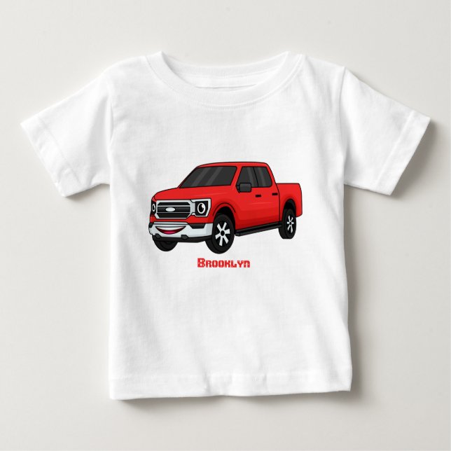 Camiseta Para Bebê Ilustração de desenho animado de caminhonete verme (Frente)