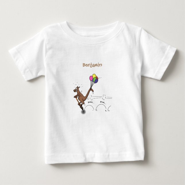 Camiseta Para Bebê Ilustração de desenho animado de canguru humor aus (Frente)