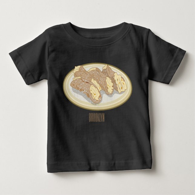 Camiseta Para Bebê Ilustração de desenho animado de Cannoli (Frente)