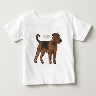 Camiseta Para Bebê Ilustração de desenho animado de cão Airedale terr