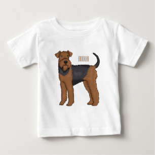 Camiseta Para Bebê Ilustração de desenho animado de cão Airedale terr