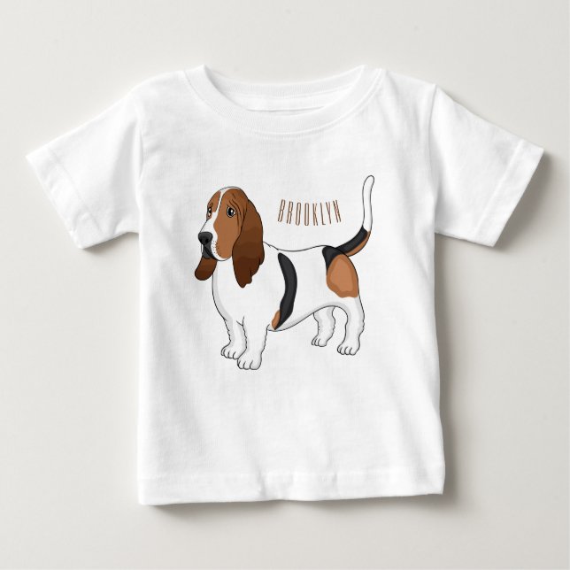 Camiseta Para Bebê Ilustração de desenho animado de cão de cão de cão (Frente)