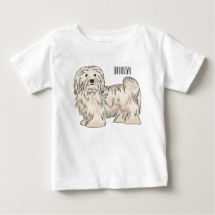 Camiseta Para Bebê Ilustração de desenho animado de cão Havanês