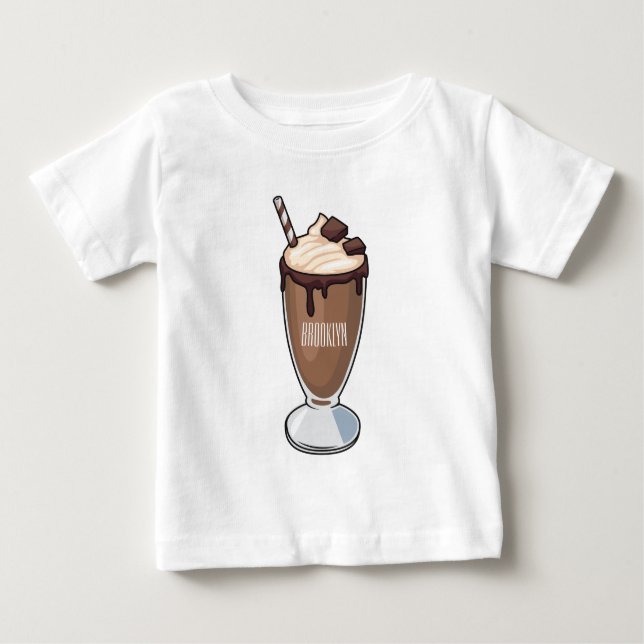 Camiseta Para Bebê Ilustração de desenho animado de Chocolate Milksha (Frente)