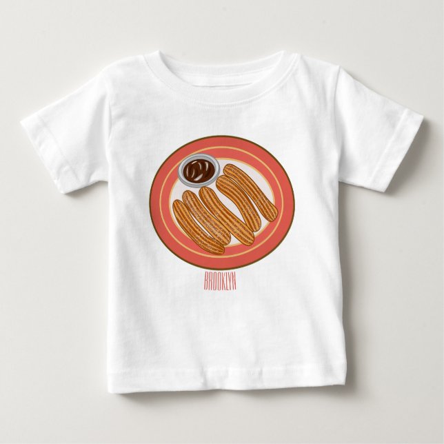 Camiseta Para Bebê Ilustração de desenho animado de Churro (Frente)