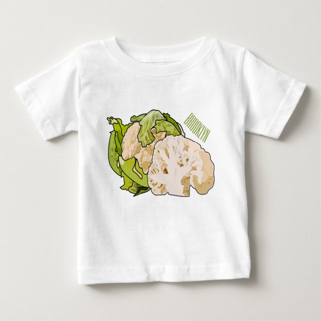 Camiseta Para Bebê Ilustração de desenho animado de couve-flor (Frente)