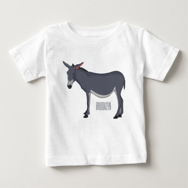 Camiseta Para Bebê Ilustração de desenho animado de Donkey (Frente)