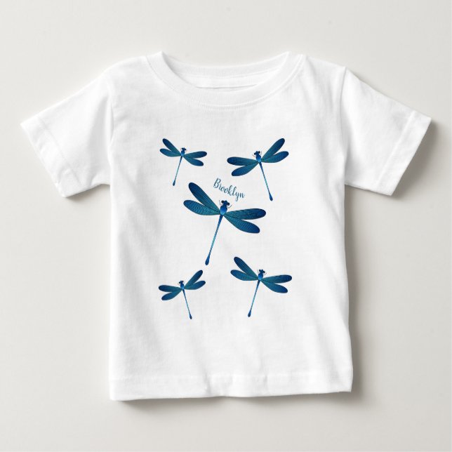 Camiseta Para Bebê Ilustração de desenho animado de Dragonfly (Frente)