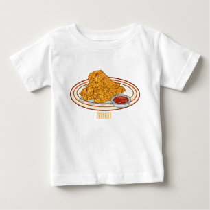 Camiseta Para Bebê Ilustração de desenho animado de frango desidratad