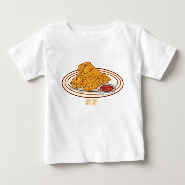 Camiseta Para Bebê Ilustração de desenho animado de frango desidratad (Frente)