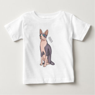 Camiseta Para Bebê Ilustração de desenho animado de gato esphynx