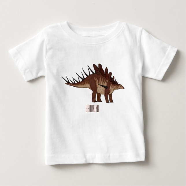 Camiseta Para Bebê Ilustração de desenho animado de Kentrosaurus (Frente)