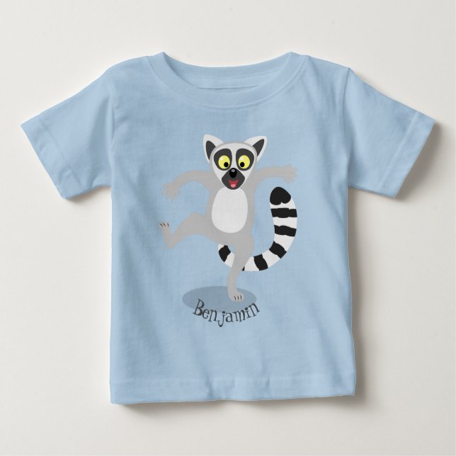 Camiseta Para Bebê Ilustração de desenho animado de lêmur de cauda de (Frente)