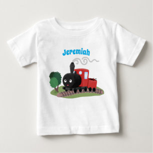 Camiseta Para Bebê Ilustração de desenho animado de locomotiva de com