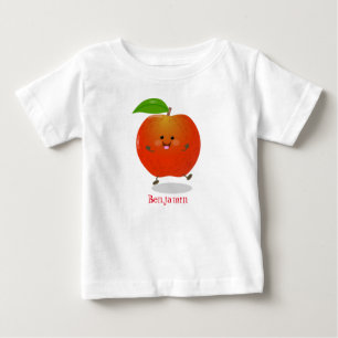 Camiseta Para Bebê Ilustração de desenho animado de maçã dançant