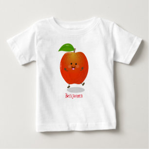 Camiseta Para Bebê Ilustração de desenho animado de maçã dançante