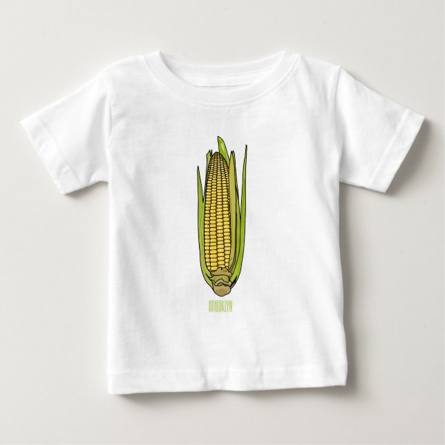 Camiseta Para Bebê Ilustração de desenho animado de milho (Frente)