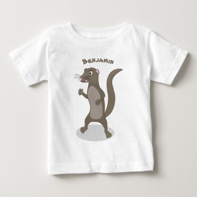 Camiseta Para Bebê Ilustração de desenho animado de monguose (Frente)