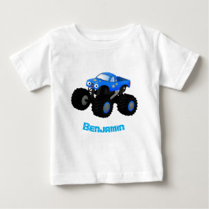 Camiseta Para Bebê Ilustração de desenho animado de monstro azul boni