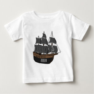 Camiseta Para Bebê Ilustração de desenho animado de navio pirata