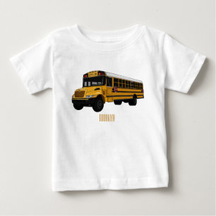 Camiseta Para Bebê Ilustração de desenho animado de ônibus escolar