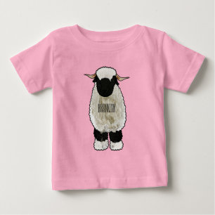 Camiseta Para Bebê Ilustração de desenho animado de ovelha Valais Bla