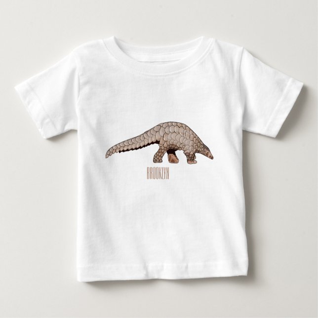 Camiseta Para Bebê Ilustração de desenho animado de Pangolin (Frente)