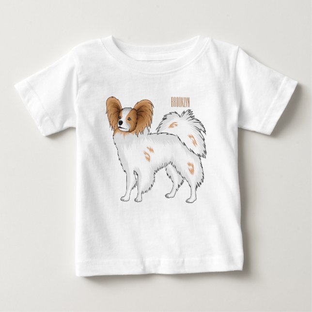 Camiseta Para Bebê Ilustração de desenho animado de Papillon (Frente)