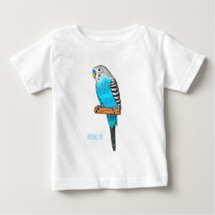 Camiseta Para Bebê Ilustração de desenho animado de pássaros azul