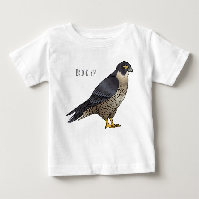 Camiseta Para Bebê Ilustração de desenho animado de pássaros falcões  (Frente)