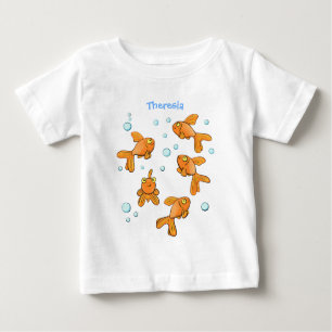Camiseta Para Bebê Ilustração de desenho animado de peixe-dourado-lar