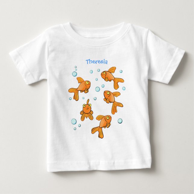 Camiseta Para Bebê Ilustração de desenho animado de peixe-dourado-lar (Frente)