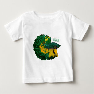 Camiseta Para Bebê Ilustração de desenho animado de peixe lutador sia