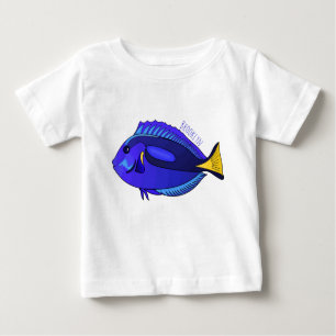 Camiseta Para Bebê Ilustração de desenho animado de peixe marrom azul