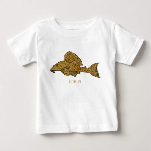 Camiseta Para Bebê Ilustração de desenho animado de peixe-palco (Frente)