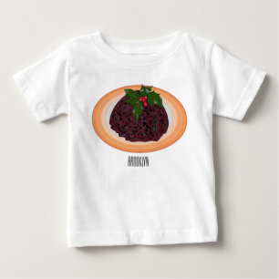 Camiseta Para Bebê Ilustração de desenho animado de pudim de Natal