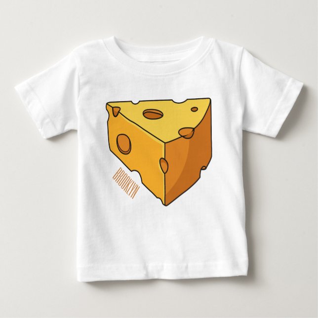 Camiseta Para Bebê Ilustração de desenho animado de queijo (Frente)