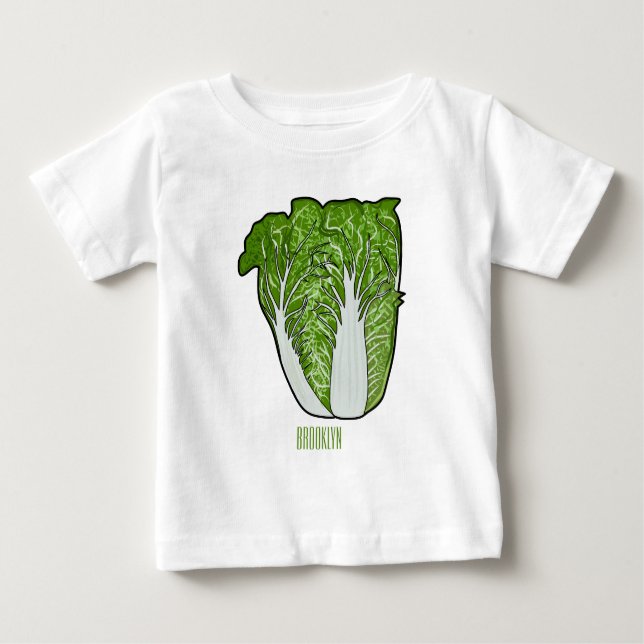 Camiseta Para Bebê Ilustração de desenho animado de repolho chinês (Frente)