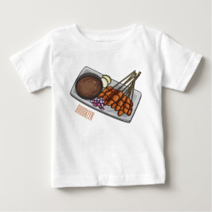 Camiseta Para Bebê Ilustração de desenho animado de Satay